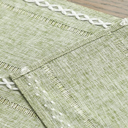 Artoid Mode Sage Green Rustic Cotton Linen Table Runner, Seasonal Embroidered Hollow Kitchen Dining Table Decoration for Home Party Decor 13x36 Inch