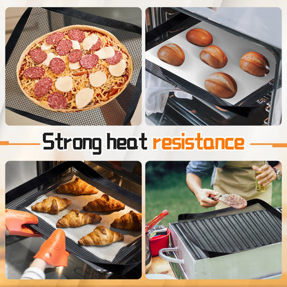 Teenyyou 2 Pcs 14.5 x 13.5 Inch Ptfe Solid Oven Basket Non Stick Cooking Basket Cooking Trays for Quick Oven Accessories Baking Chips Chicken Wings Bread Heating