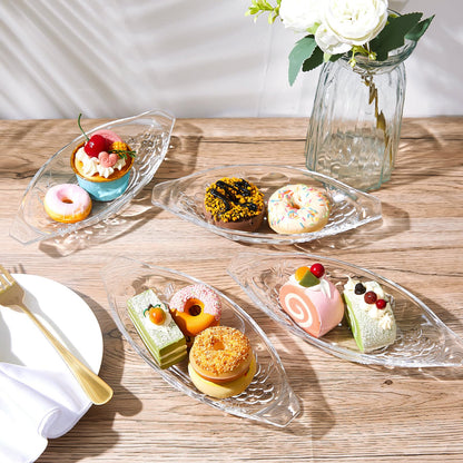 Bokon 16 Pack Banana Split Dish 8 oz Ice Cream Dishes Acrylic Banana Split Bowls Clear Banana Split Boat Plate Serving Dish for Kitchen Yogurt Fruit Snack