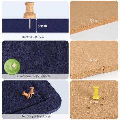 MaxGear Extra Large Bulletin Board 60" x 36", Foldable Felt Board Vision Board Supplies, Cork Board for Office, Home, School, Small Pin Boards for Walls Decorative Display Board Dark Blue