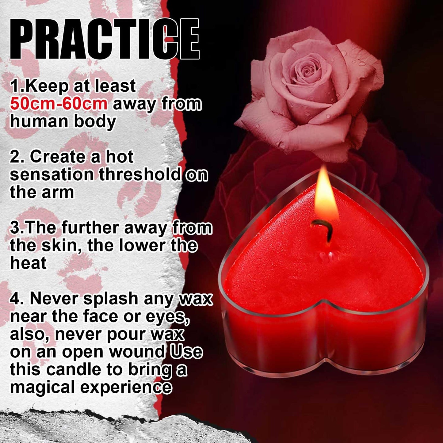Tisancy 6 Pcs Low Temperature Candles, Romantic Valentine's Day Gifts Candles, Body Safe Wax Low Heat Dripping Play Smokeless Unscented Tea Lights for Valentine's Day (Mixing Colors, Heart)