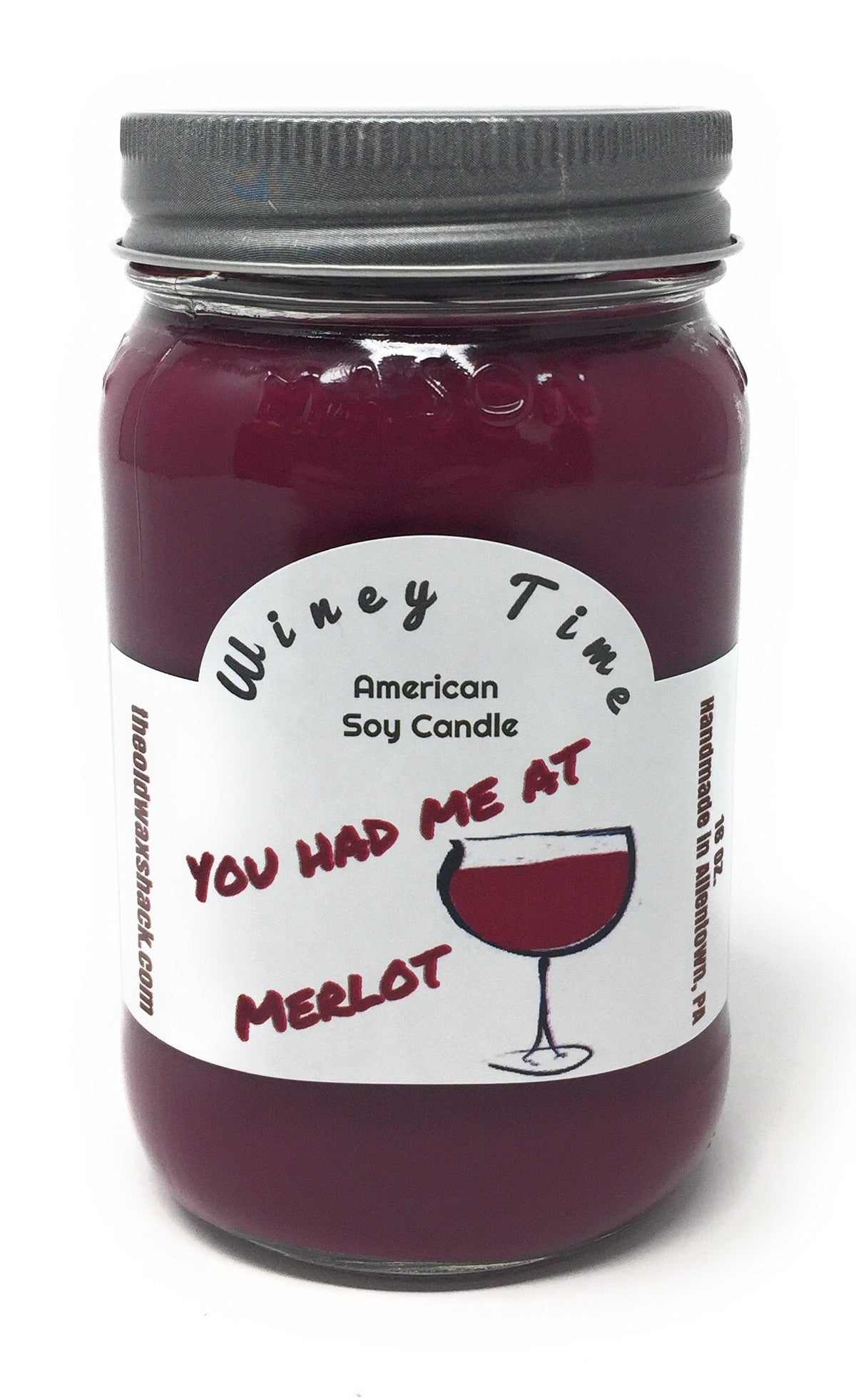 Merlot Wine, American Soy Candle - 16 Oz. Mason Jar, (You Had Me at Merlot)