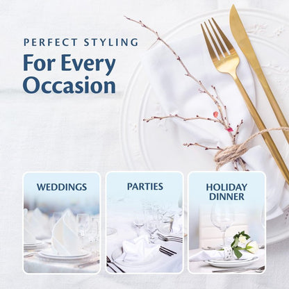 Elegant Restaurant Quality 100% Cotton Dinner Table Cloth Napkins with Clean- Lined Hemmed Edges, Bulk Set, Square 20" x 20'' for Weddings, Hotels, Restaurants, and Classy Home Dinners (60)