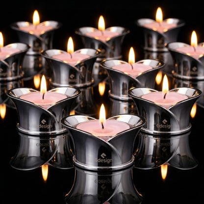 Gdesign Calla Lily Tealight Candle Holder - Polished Mirror Finish Stainless Steel - Modern Decorative Small Candle Stand for Dining Table, Restaurant, Wedding Centerpiece - Gift Box Included, 1.18" H