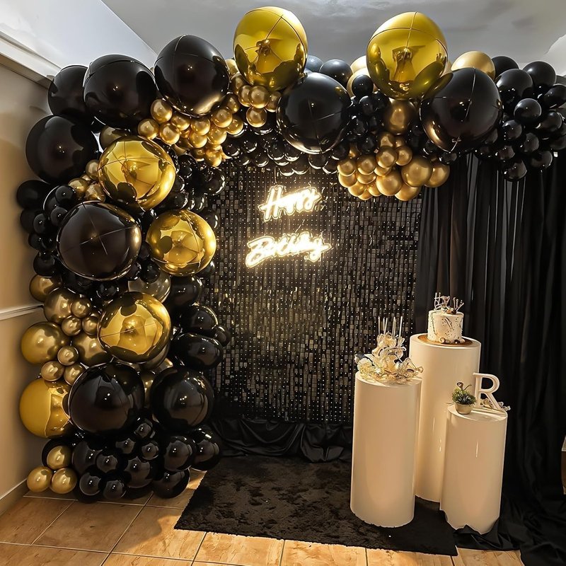 12Pcs Gold Round Foil Balloons, 22" 15" 10" 4D Ball Balloons, Metallic Gold Foil Balloon for Birthday Graduation Wedding Anniversary New Year Eve Disco Party Backdrop Decorations