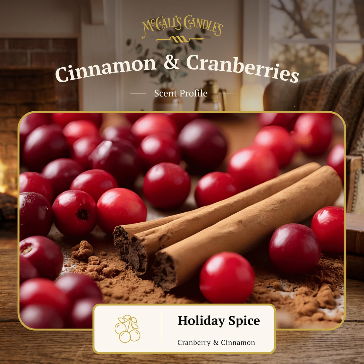 McCall’s Candles | Cinnamon & Cranberries | 16 oz Two-Wick Scented Candle | USA-Poured | Vintage Mason Jar with Carrying Handle | Cranberry, Citrus & Holiday Spice Fragrance