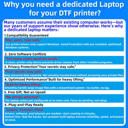 Lancelot Auto-Maintenance M1630 Pro DTF Bundle with Roll Feeder,White Ink Circulation for DIY T Shirt Printing,Doubled Speed Over L1800,L805 DTF Printer Machine(Printer+Oven+Laptop+Consumables)