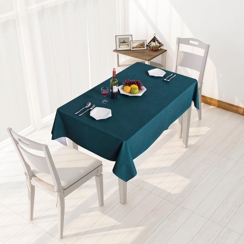 sancua 100% Waterproof Rectangle PVC Tablecloth - 60 x 84 Inch - Oil Proof Spill Proof Vinyl Table Cloth, Wipe Clean Table Cover for Dining Tables, Buffet Parties and Camping, Deep Teal