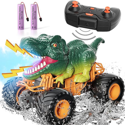 Bennol Remote Control Dinosaur Car Toys for Kids Boys 3-5 4-7 2.4GHz RC Dino Car Toys with Light Sound &amp Spray Indoor Outdoor All Terrain Electric RC Truck Gifts for 3 4 5 8 10 12 Boys Kids
