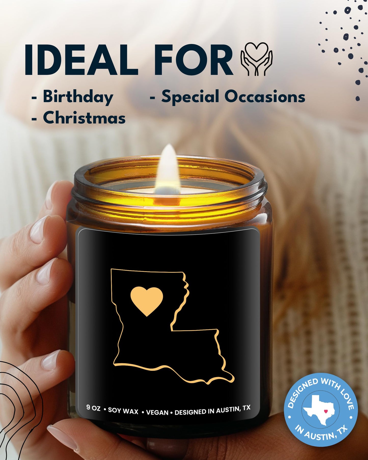 Louisiana Candle, Unique Louisiana Themed Gifts for Men and Women, Best State Souvenir Gifts for Moving Away, Thoughtful Home Sick Presents, Ideal for Birthday, Christmas, Graduation, Gift Ready