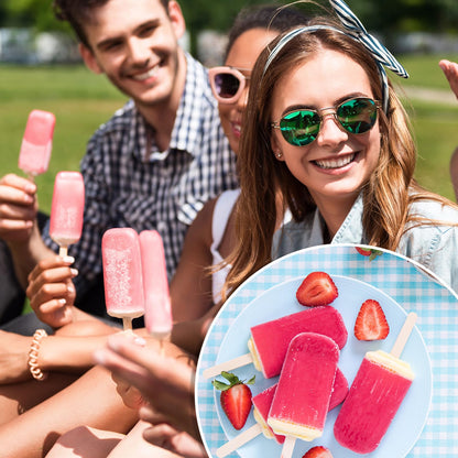 Outus 4 Pieces Ice Cream Mould Silicone Ice Lolly Mold 4-cavity Cake Pop Moulds Baking Molds with 200 Pieces Sticks for Treats (Purple)