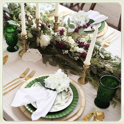 Yunsailing 12 Pcs Hydrangea Flower Napkin Rings Flower Handmade Napkin Holder Rings Floral Handicraft Band for Table Decorations Wedding Anniversary Holiday Birthday Party Supplies(White)