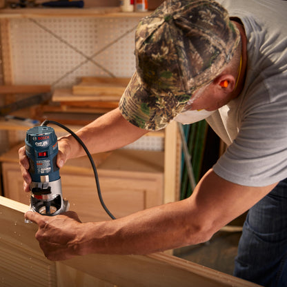 BOSCH PR20EVS Colt 1.0 HP Variable-Speed Palm Router - 5.6 Amp Motor, Soft Start, Constant ResponsCircuitry, Ergonomic Grip, Rugged Aluminum Base, Fixed, Quick-Clamp System, 1/4" Collet