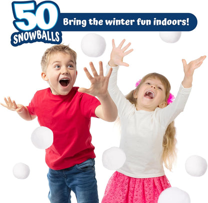 Narwhal Novelties 50 Pack Fun Fake Snowballs - 2-Inch Artificial Snowballs for Indoor/Outdoor Play & Winter Activities