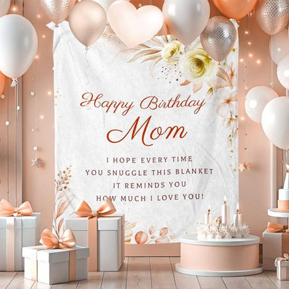 Jnufoju Birthday Gifts for Mom, Mom Birthday Gifts from Daughter Son, Unique Gift for Mothers Birthday, Mothers Bday Gift Fleece Blanket 60 x 50 Inch