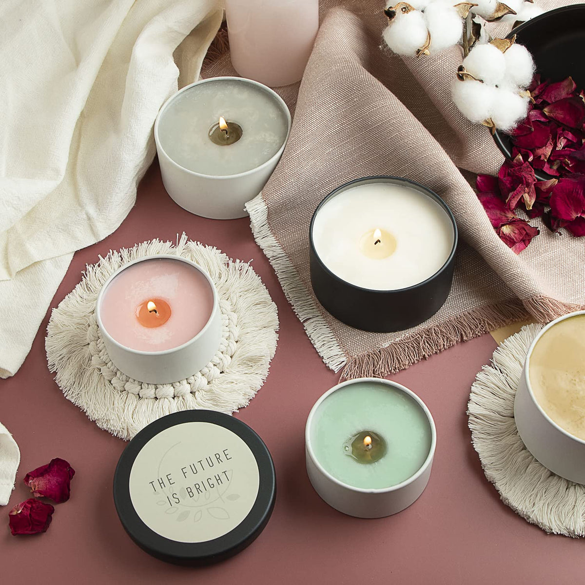 Hearth & Harbor Tin Candle Jars for Making Candles - DIY Candle Containers with Lids - Metal Candle Jars - Bulk Tins Storage for Candle - (24 Pieces) - (8 Ounces) - Solid Black and White