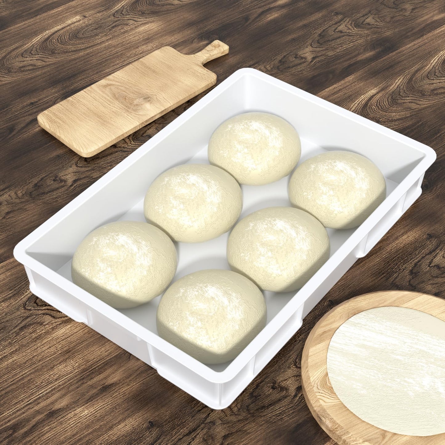 Morcte 2-Pack Commercial Dough Proofing Box Tray with 2 Lids, Stackable Pizza Proofing Dough pan with lid
