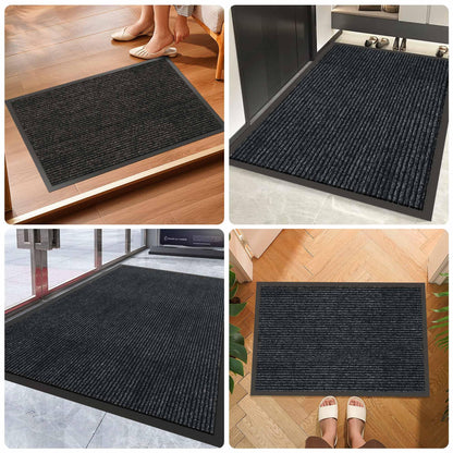 HOMEK Front Door Mat, 10' x 3' Commercial Floor Mat, Heavy Duty Welcome Mat, Rubber Backing Non Slip Doormat for Entryway, Grey