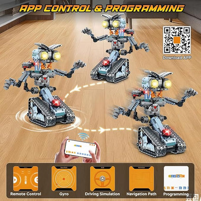 Robot Building Toy with Lights 5 in 1 Robotic Building Set with APP &amp Remote Control RC Tech Tracked Tank Car Fighter Jet Model Kit 795 PCS Easter Gift for Kids Boys Girls Ages 8+