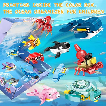 24 Packs Favors Kids Building Blocks Sea Animals Pool Party Favors Building Set for Birthday Goodie Bag Stuffers Classroom Prizes Easter for Boys and Girls Ages 6-12
