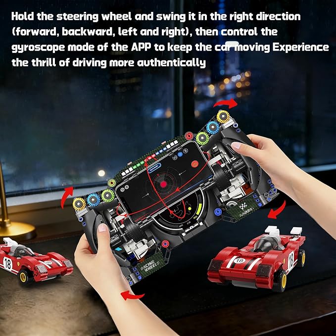 Racing Cars Steering Wheel Building Set Formula Simulator Driving Kit Compatibled with Lego Collection Model with Moving Parts &amp Phone Holder for Adults 14+ - 904PCS