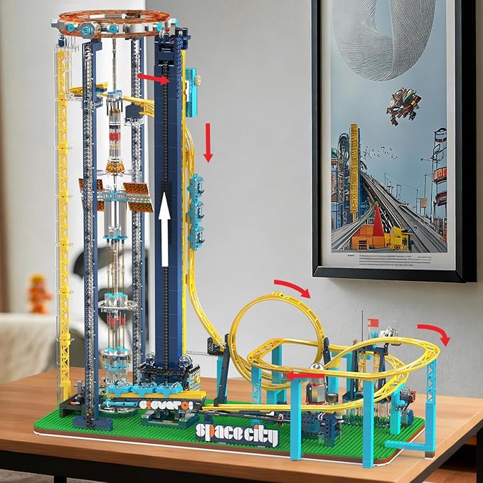 Mould King 11031 Loop Coaster Set Space Elevator Roller Coaster Building Sets Space Amusement Park Funfair Track with Train Idea Gift