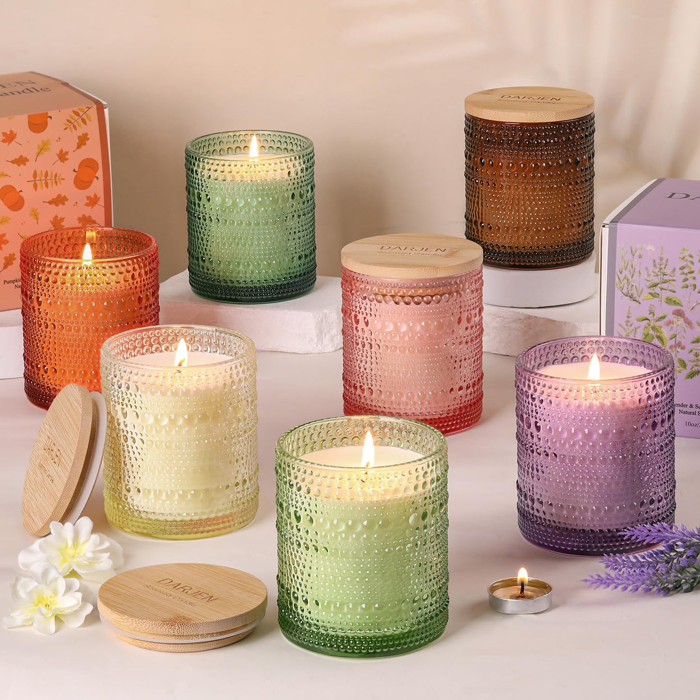 DARJEN Lavender Candles for Home- 10oz 68H Natural Soy Wax Aromatherapy Jar Candle with Strong Scent, Decorative Aesthetic Candles for Relax, Bedside, Laundry Room, Luxury Gift for Women