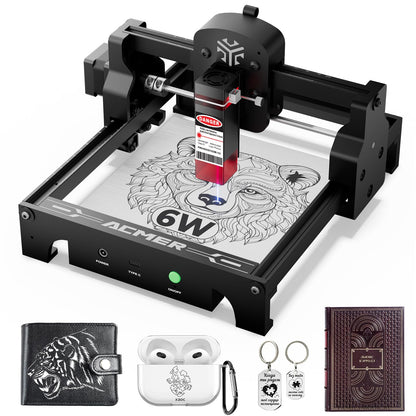 ACMER S1 Laser Engraver 6000mW, Compact Desktop Engraving & Cutting Machine for DIY Crafts, Small Business & Makers, 130x130mm Work Area, 0.04mm Detail Engraving for Wood, Acrylic
