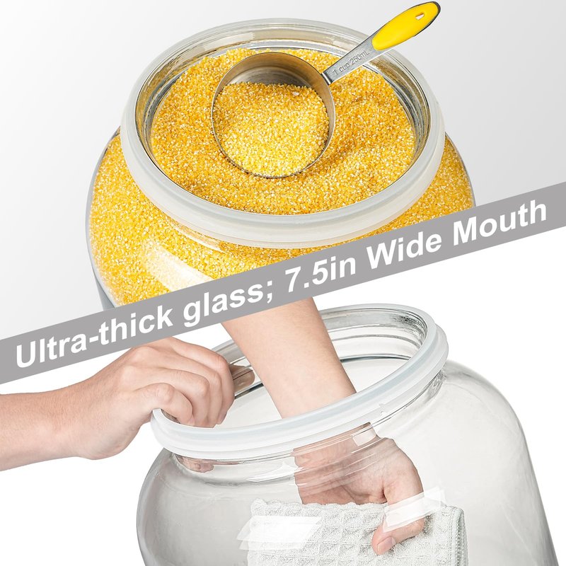Daitouge Large Glass Jars with Lids, 5.5 Gallon (21000 ML) Glass Canisters - Super Wide Mouth Glass Jar Heavy Duty Glass Storage Jars with Lid for Storing Flour, Rice, Set of 1
