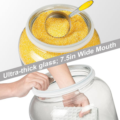 Daitouge Large Glass Jars with Lids, 5.5 Gallon (21000 ML) Glass Canisters - Super Wide Mouth Glass Jar Heavy Duty Glass Storage Jars with Lid for Storing Flour, Rice, Set of 1