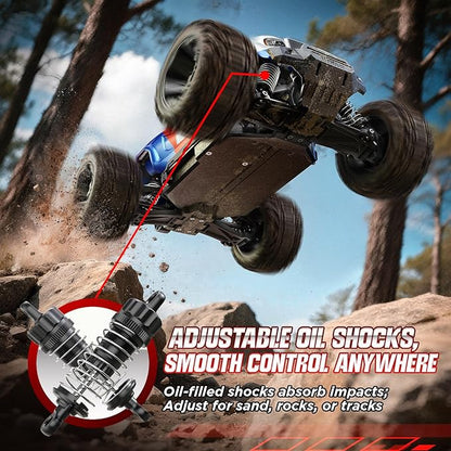 UDIRC Fast RC Cars for Adults Upgradable 56 MPH Heavy Duty RC Truck 4X4 Off Road All Terrain 2.4Ghz RTR 1:16 Remote Control Car Monster Truck with 2 Rechargeable Batteries for Beginners and Boys