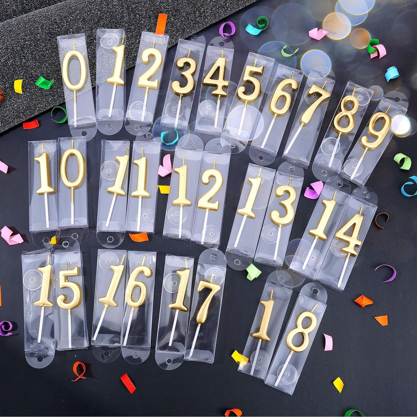 28 PCS Number Birthday Candles Champagne Number Candles Cake Candles for 1st Birthday to 18th Birthday Decoration, Wedding Anniversary, Party Celebration, Baby Showers (Champagne)