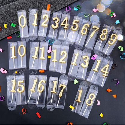 28 PCS Number Birthday Candles Champagne Number Candles Cake Candles for 1st Birthday to 18th Birthday Decoration, Wedding Anniversary, Party Celebration, Baby Showers (Champagne)