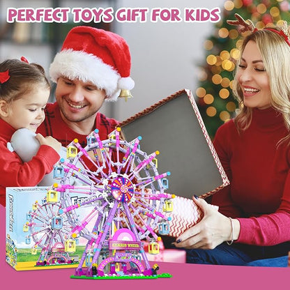 Ferris Wheel Building Set with Fairy Lights Two-Way RotationSTEM Learning Toy for Ages 8-12Amusement Park Construction Kit for Boys Girls 8 9 10 11 12 13 14 and Adults813Piece