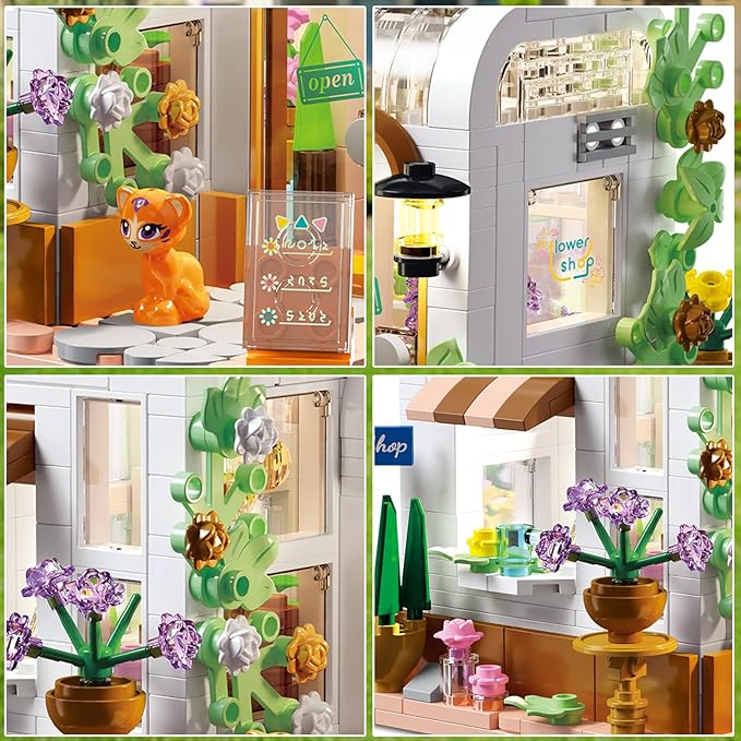 Flower House Building Set Creative Building Playset with LED Light Christmas Birthday Toys for Girls 6+ Compatible with Lego (561 PCS)