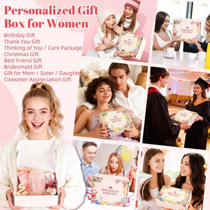 GooBird Personalized Monogrammed Gift Box for Women & Teen Girls–Pink Tumbler, Mirror & Hair Accessories Set, Initial A Gifts for Her, Sister, Daughter, Friends, Bridesmaid or Teacher