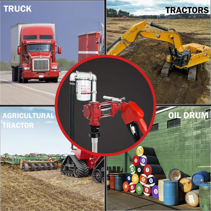 12V DC 12GPM Gasoline Fuel Transfer Pump Kit, Overheat Protection, Explosion-proof, Suitable for Gasoline, Diesel, Mineral Oil, Kerosene with Particulate Filter with Automatic Nozzle & Hose Kit