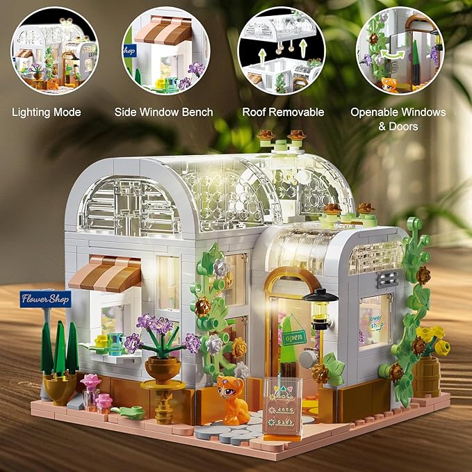Flower House Building Set Creative Building Playset with LED Light Christmas Birthday Toys for Girls 6+ Compatible with Lego (561 PCS)
