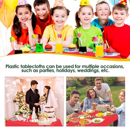 Xnluothsk Red 5 Pack 54 x 108 Inch Plastic Tablecloth Disposable Tablecloth for Rectangle Table, Party Plastic Table Cloth