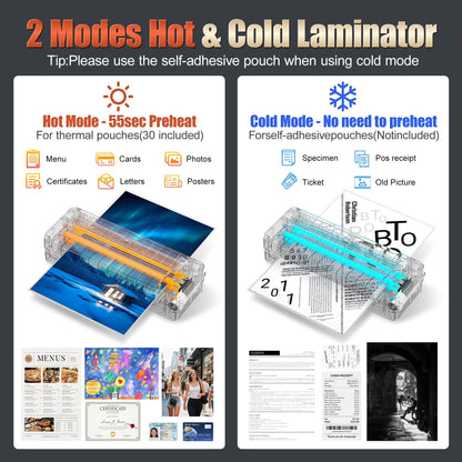 13" 4-Roller Commercial Laminator Machine, Fast 55s Warm-Up&1000mm/min Laminating Speed for Laminating 11x17&A3 Size,Includes 30 Sheets for Office,School(White)