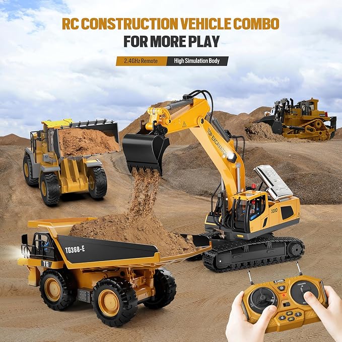 Metal RC Wheel Loader Toy | 9-Channel Remote Control Construction Truck with Realistic Lights &amp Sounds 1:20 Scale Rechargeable Vehicle for Boys Ages 3-12 STEM Engineering Gift for Kids 2025