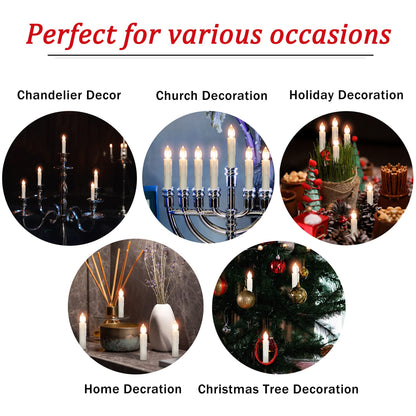Flameless LED Taper Candles with Clips, 4” Battery Operated Window Candles with Remote Timer Mini LED Chandelier Candlesticks for Home Decor Wedding Church Party & Tree Lighting,10 Pack,White