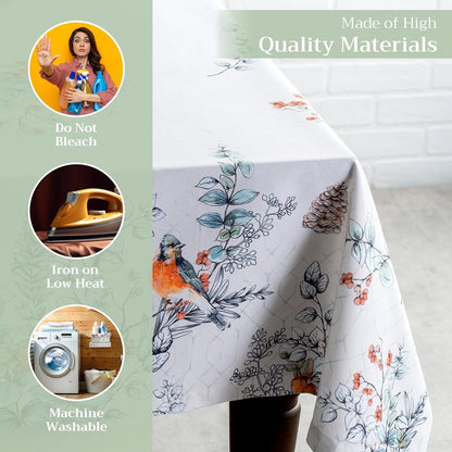 Maison d' Hermine Table Cloth Square Table 100% Cotton 54 x 54 Inches Fall Tablecloth Reusable Everyday Use for Thanksgiving Christmas Decorations Dining Farmhouse Party (Whitish Shabby Chique)