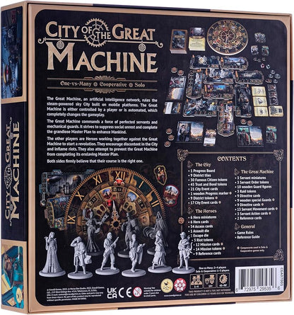 CrowD Games | City of The Great Machine Board Game | 1-4 Players | Ages 14 and up | Steampunk | One-vs-Many | Hidden Movement | Cooperative Board Games | Strategy Board Games | Playtime 45-90 min
