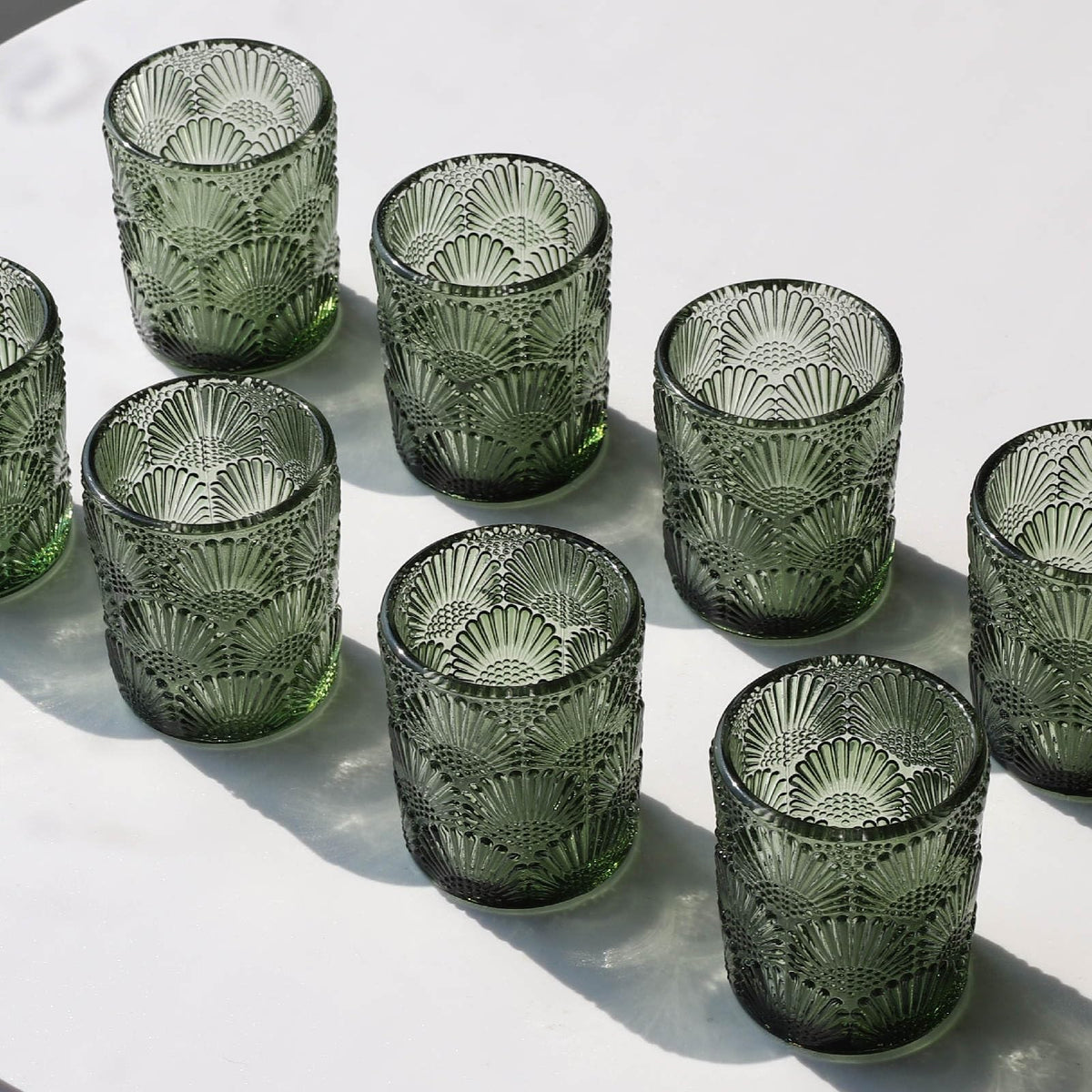 Woho Green Votive Candle Holders Set of 24, Green Glass Tealight Candle Holder for Christmas Party Decor, Tea Light Candle Holder Glass for Wedding Table Lovely Gift