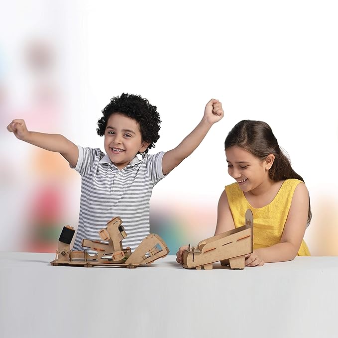 Smartivity Hot Shot Marble 3D Wooden Model Engineering STEM Learning Toy for Kids Ages 6 and Up includes Rubber Bands Marbles Engineered Wood Components Instruction Manual Learner's Log