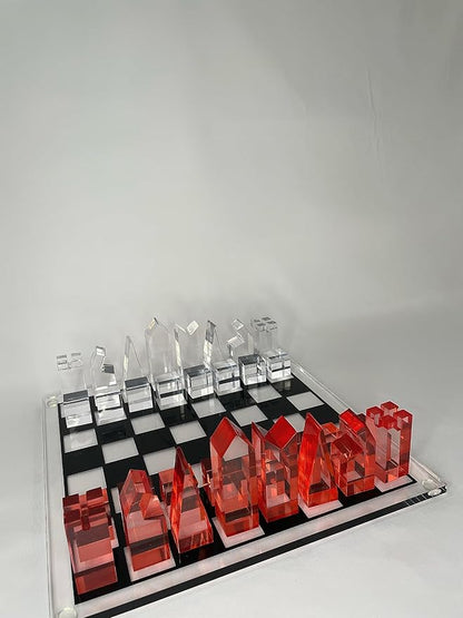 Luxury Acrylic Chess Set Sophisticated Stylish Design 2 Players Age 12+