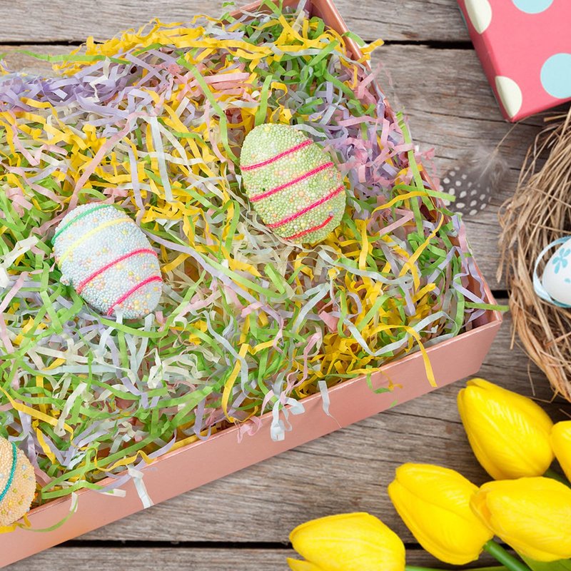 CIPOWM 340g/12oz Easter Grass Shredded Paper Filler 6 Colors Paper Shred Crinkle Raffia Paper Filler for Easter Gift Wrapping Boxes Bags Basket Filling Party Supply(6 Colors)