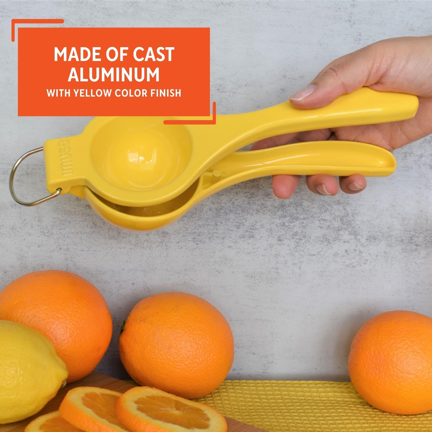 IMUSA Lime or Lemon Manual Squeezer, Citrus Juicer for Max Extraction, Yellow