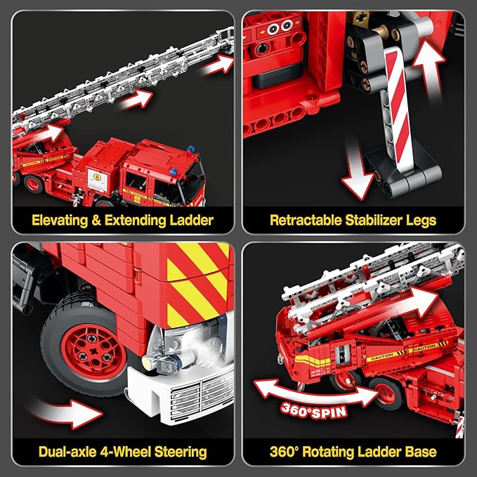 Reobrix Fire Engine Truck Building Blocks SetAPP Remote Control RC Fire Engine Toy Set 22005Emergency Vehicle Building Toys Large Fire Truck Model Car Toy for Adult3047 PCS